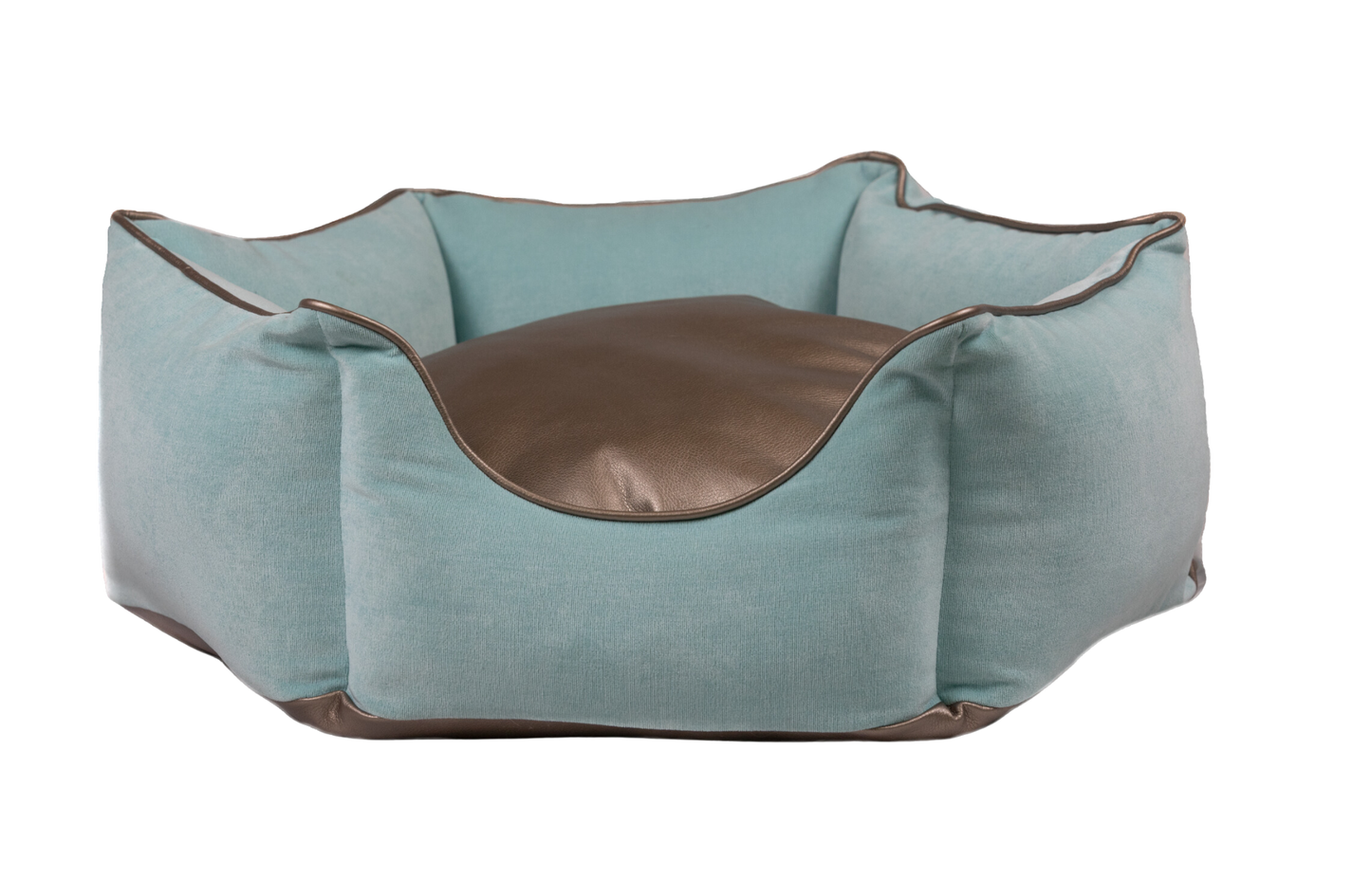 Hundebett Krone hellblau/ metallic beige