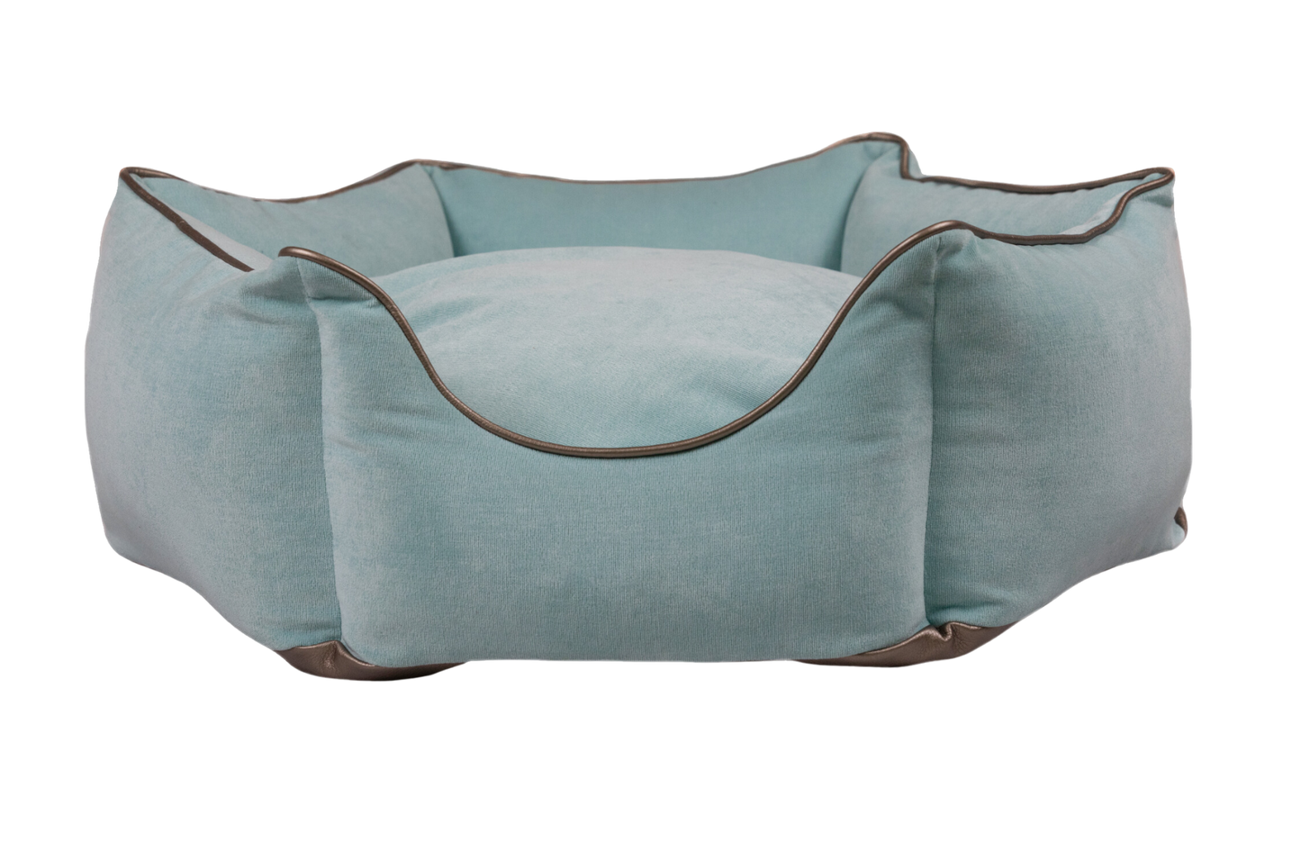 Hundebett Krone hellblau/ metallic beige