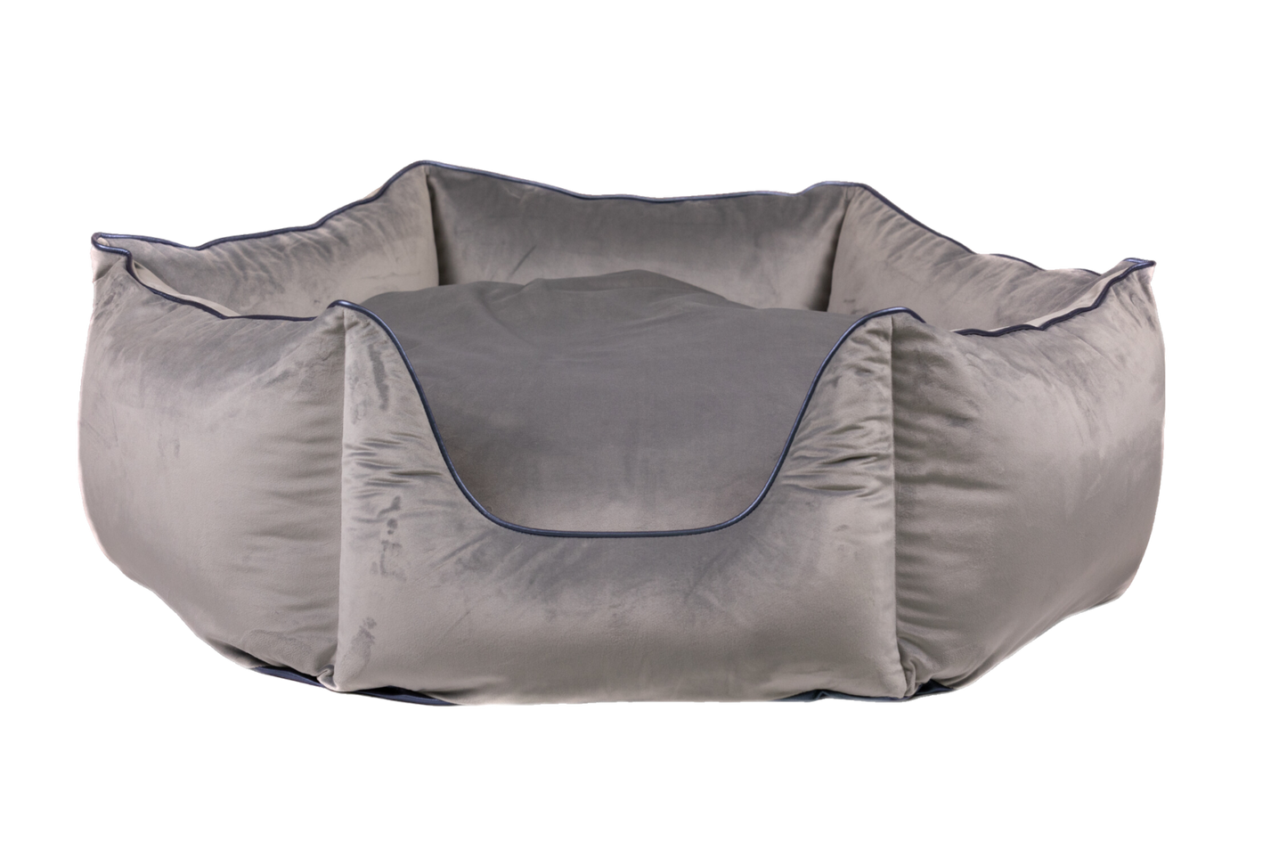 Hundebett Krone grau/ metallic blau