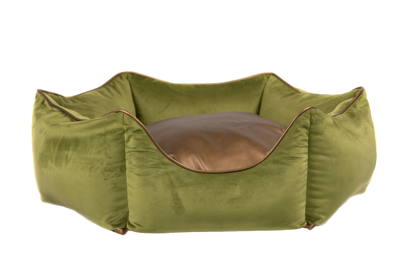 Hundebett Krone grün/ metallic braun