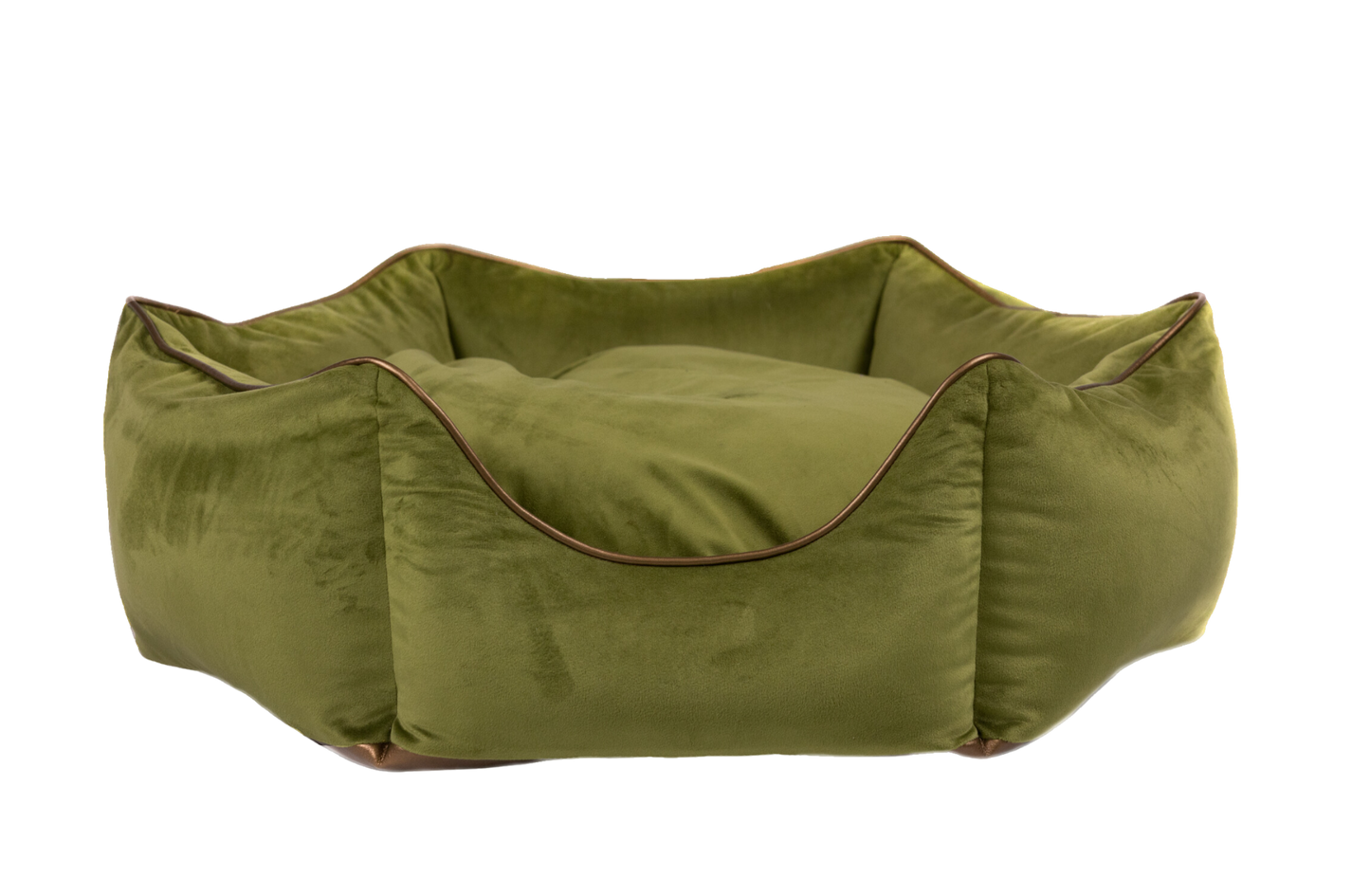 Hundebett Krone grün/ metallic braun