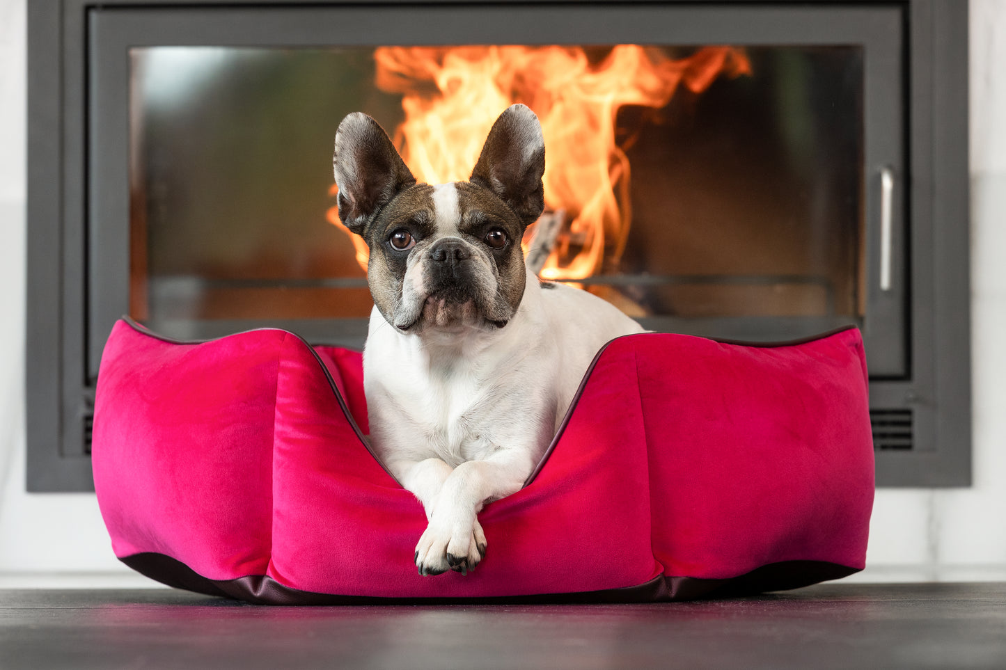 Hundebett Krone pink/ metallic bordeaux